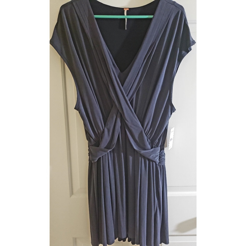 SOLDFree People Grey Cupro Criss Cross Mini sz S - Picture 2 of 4